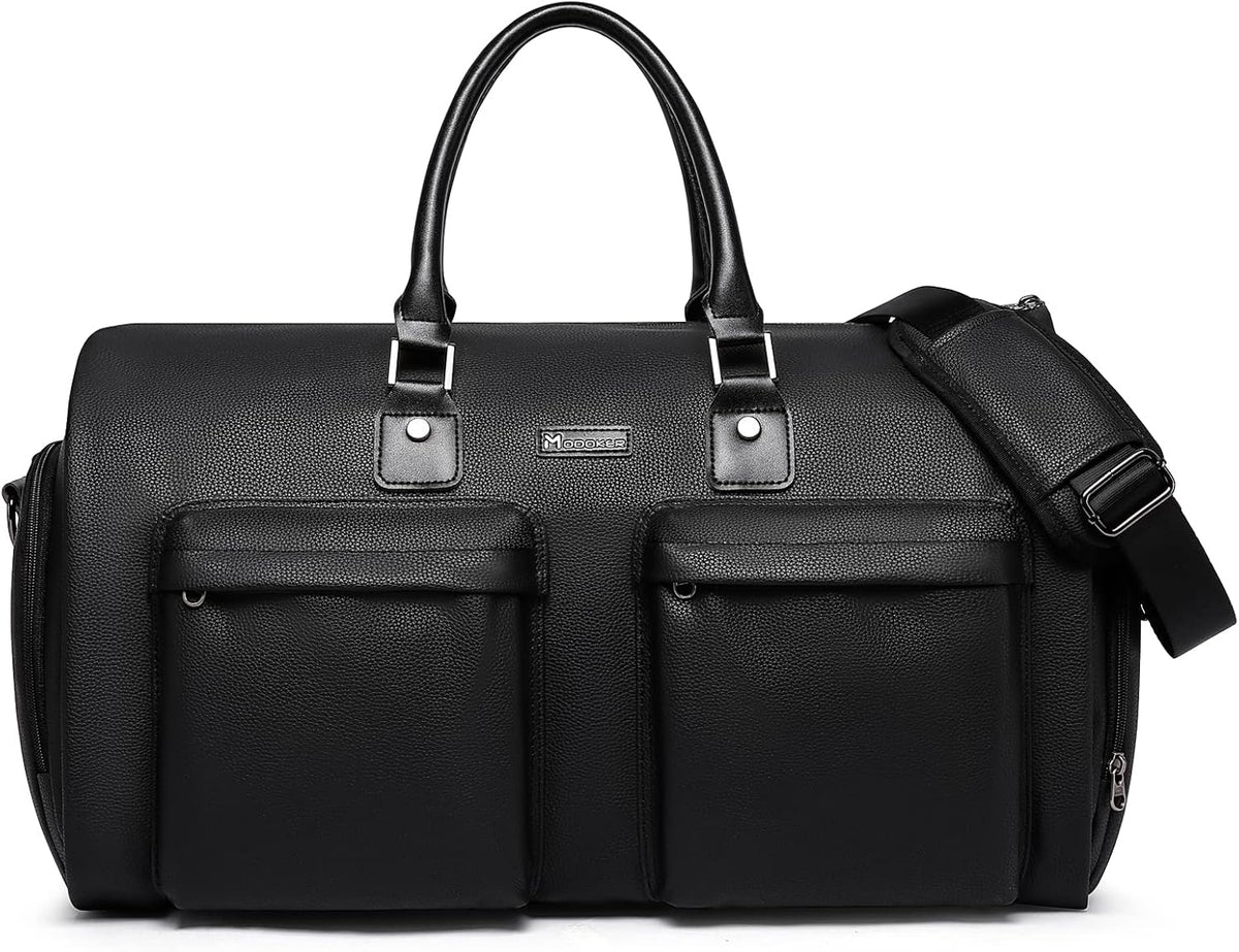 Modoker Garment Bags for Travel Carry on Duffle Bags for Airplane Weekender Suit Bags for Men Travel,2 in 1 Travel Duffel ang Garment Bags for Hanging Clothes,Black