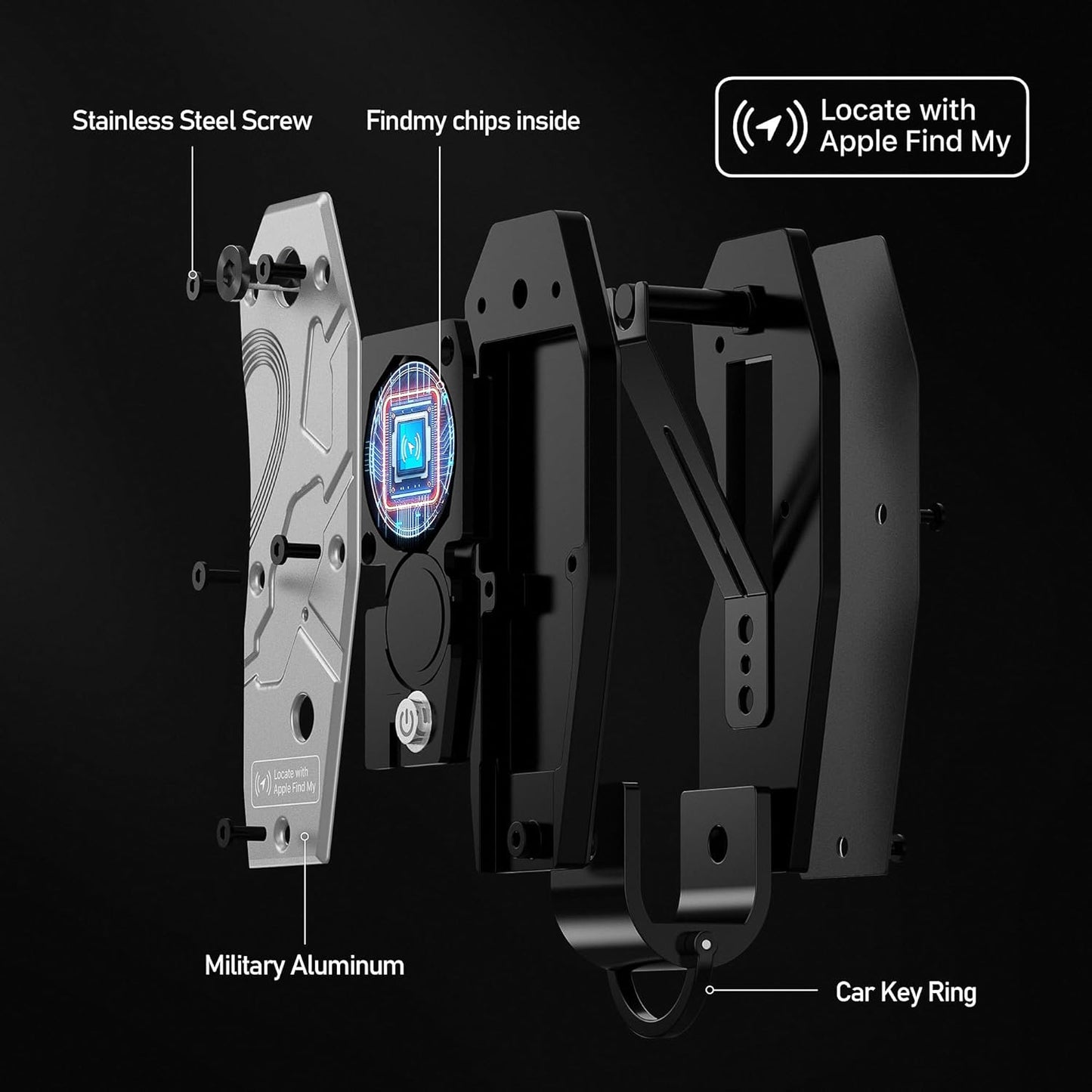 Air Keychain, Key Organizer Works with Apple Find My, Built-in airtag Chips, Holds 2-6 Keys, Car Key Chains with GPS Tracker, Key Finder, Minimalist Key Holder for Men and Women, (iOS Only) (Grey)