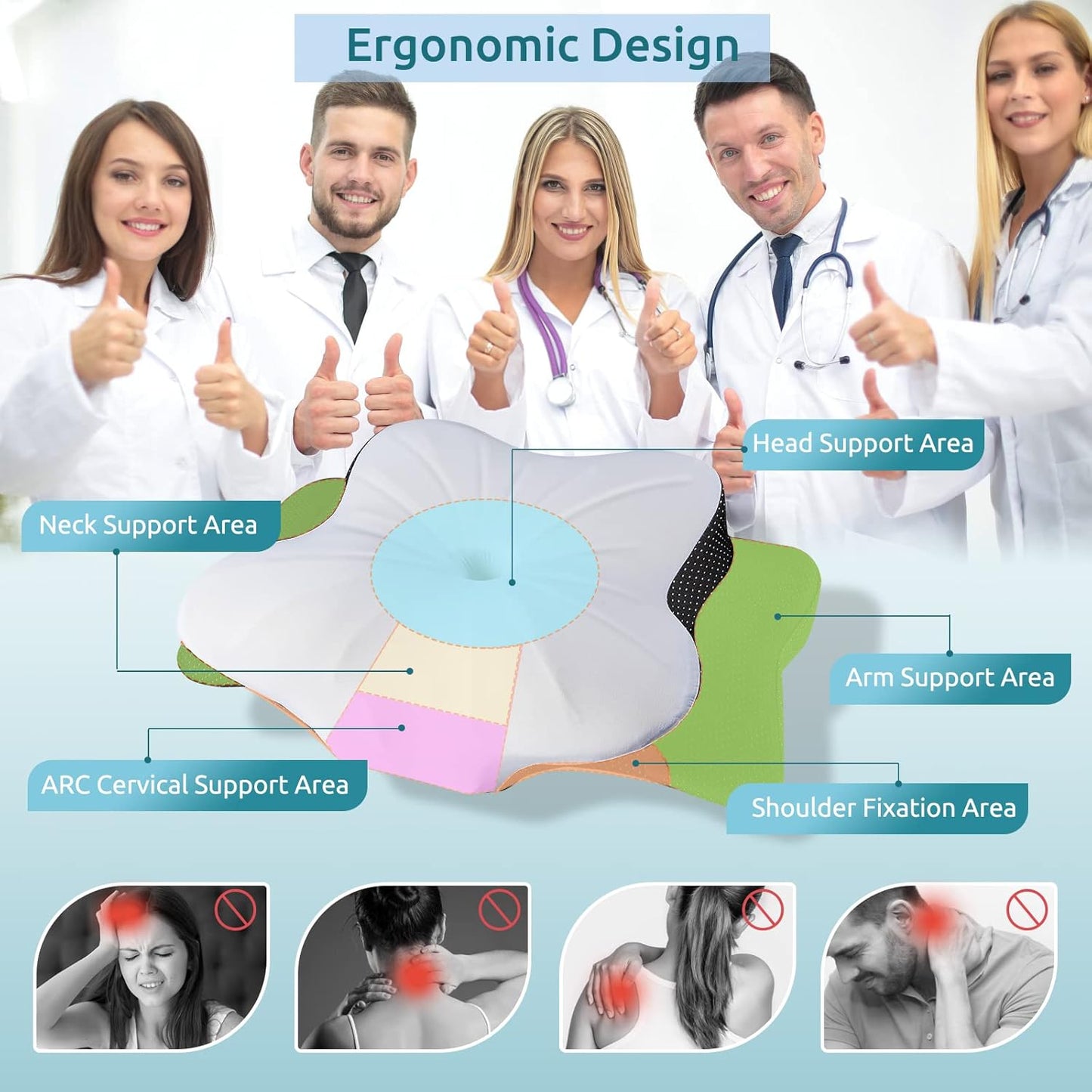 DONAMA Cervical Pillow for Neck Pain Relief,Contour Memory Foam Pillow,Ergonomic Orthopedic Neck Support Pillows for Side,Back and Stomach Sleepers with Breathable Pillowcase-Black