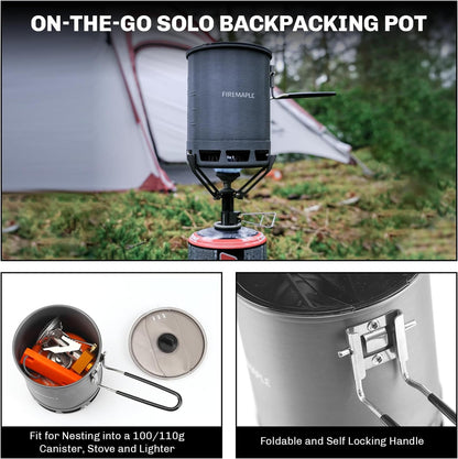 Fire-Maple Petrel Ultralight Pot- High Efficiency Aluminum Camping and Backpacking Pot with Heat-Proof Handle, Portable and Compact