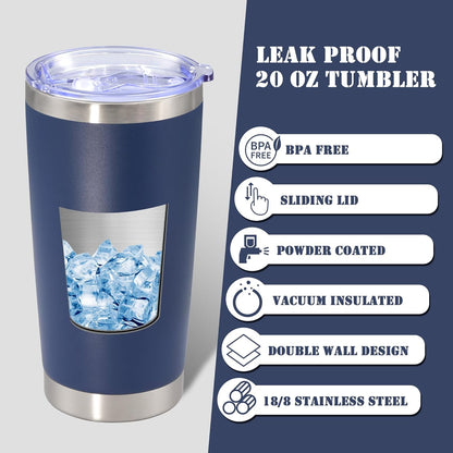 20 oz Tumbler with lid Double Wall Vacuum Insulated Tumblers Stainless Steel Coffee Mug Travel Coffee Tumbler Powder Coated Tumbler Cup Keep Hot&Cold - (Navy 1 Pack)