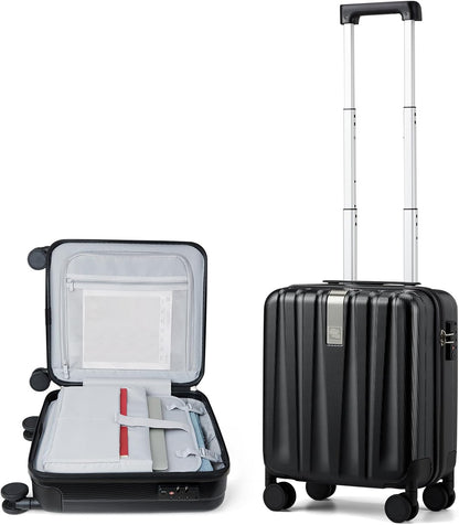 Hanke 16 Inch Underseat Carry on Suitcases with Wheels,Lightweight Hard Shell Carry on Luggage for Weekender,Travel Approved Small Suitcase,Travel Luggage for Womem Men,Jet Black.