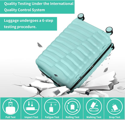 Lightweight Luggage with Spinner Wheels & YKK Zipper, 3-Piece Suitcase ABS+PC Hardside Hard Shell Luggage Set with TSA Lock, Light Mint Green (20+24+28 inch)