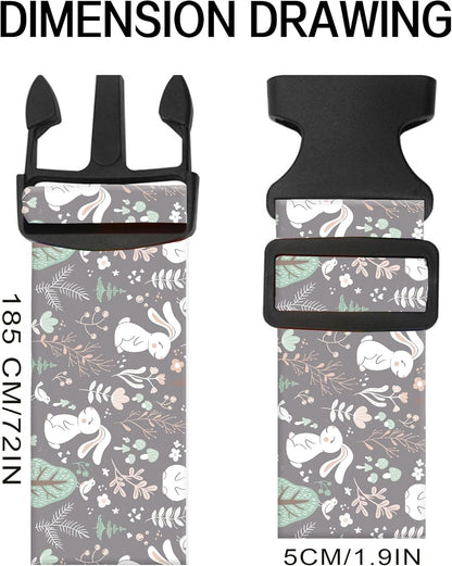 Luggage Straps for Suitcases, Adjustable Travel Belt, Durable Wide Luggage Strap, Cute Suitcase Strap Identifiers with Buckle, Bag Straps for Luggage, Cute Rabbits