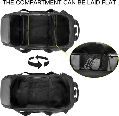 TUGUAN Extra Large Travel Duffle Bag Backpack for Men with Adjustable Dividers 120L Big Weekend Overnight Bag with ID Pocket Shoulder Strap Heavy Duty Sports Duffel Bags for Camping Gym, Black