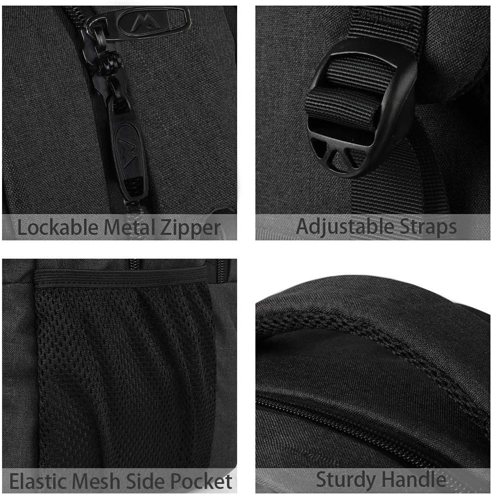 MATEIN Business Laptop Backpack, 15.6 Inch Travel Laptop Bag Rucksack with USB Charging Port, Water-Resistant Bag Daypack for Work College Computer Men Women Backpack, Black