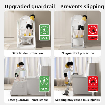 3-in-1 Adjustable Toddler Step Stool & Potty Seat with Removable Cushion, Splash Guard & Non-Slip Base– Sink and Kitchen Helper for Kids 1-3, Tool-Free Assembly