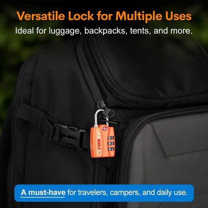 Forge TSA Luggage Combination Lock - Open Alert Indicator, Easy Read Dials, Alloy Body- Ideal for Travel, Lockers, Bags (Orange 2PK)