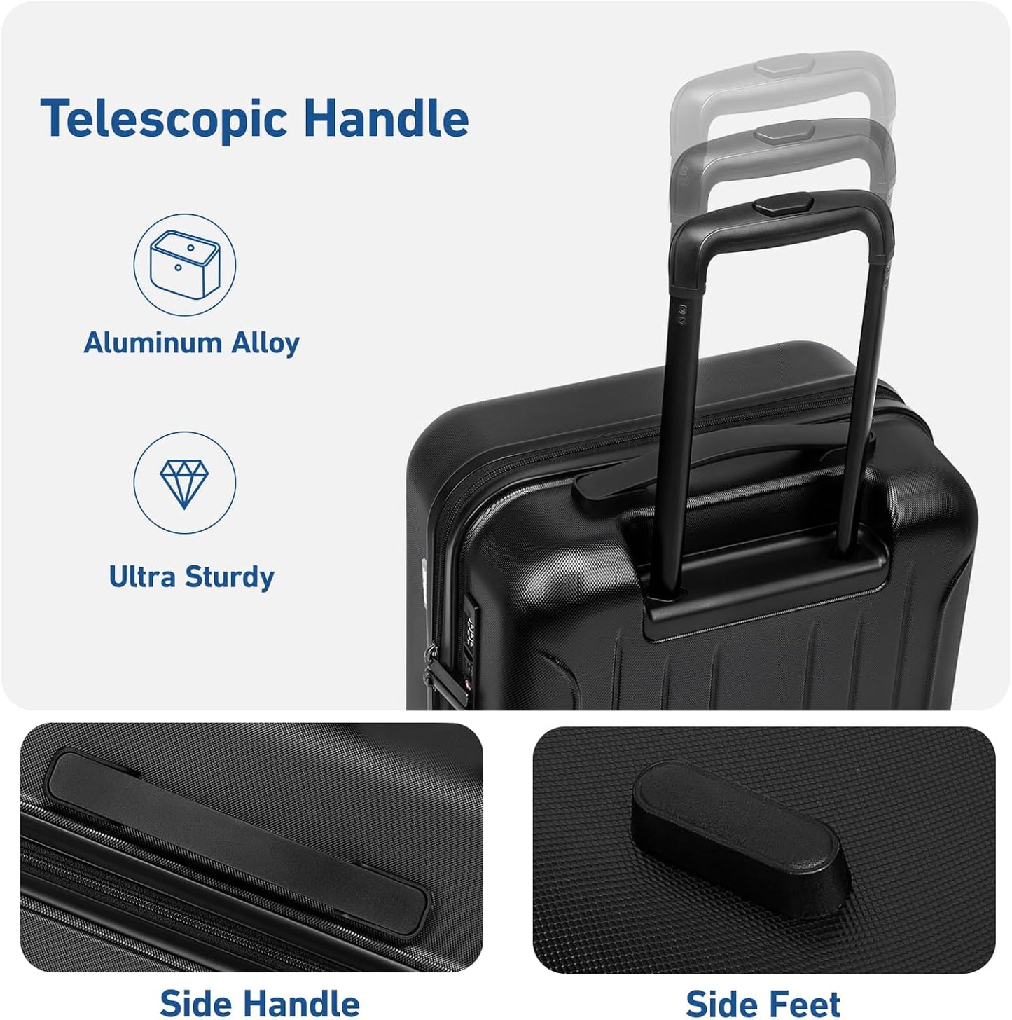 KYME Suitcase Hardshell With Double Spinner Wheels, PC+ABS TSA Lock Travel Luggage (Black, 24" Checked)