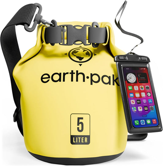Earth Pak Waterproof Dry Bag - Roll Top Waterproof Backpack Sack Keeps Gear Dry for Kayak with Waterproof Phone Case