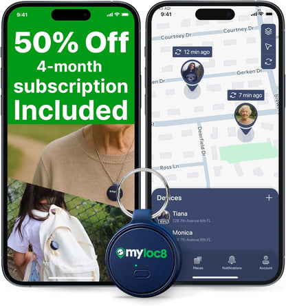 Highly Precise GPS Tracker for Keys, Backpack, Luggage & Kids – Built-in SIM, SOS Button - Smart Tag with Real-Time Tracking, Waterproof, iOS & Android Locator Device (4-Mo Subscription Included)