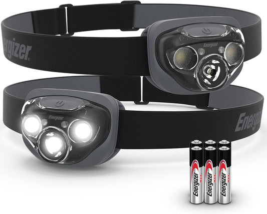 Energizer LED Headlamp PRO (2-Pack), IPX4 Water Resistant Headlamps, High-Performance Head Light for Outdoors, Camping, Running, Storm, Survival LED Light for Emergencies (Batteries Included)