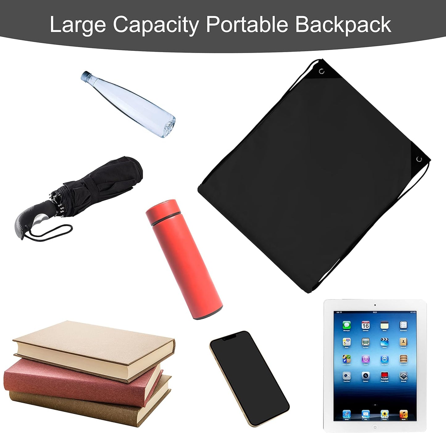 60 Pieces Drawstring Backpack Bags Sports Sackpack Bulk Cinch Gym Bag For Women Men Outdoor Sports Backpack(Black)