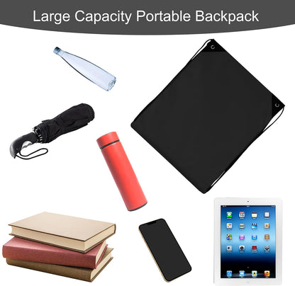 10Pcs Black Drawstring Backpack Bags Sack Pack Cinch Tote Sport Bulk Storage Polyester Bag for Gym Traveling