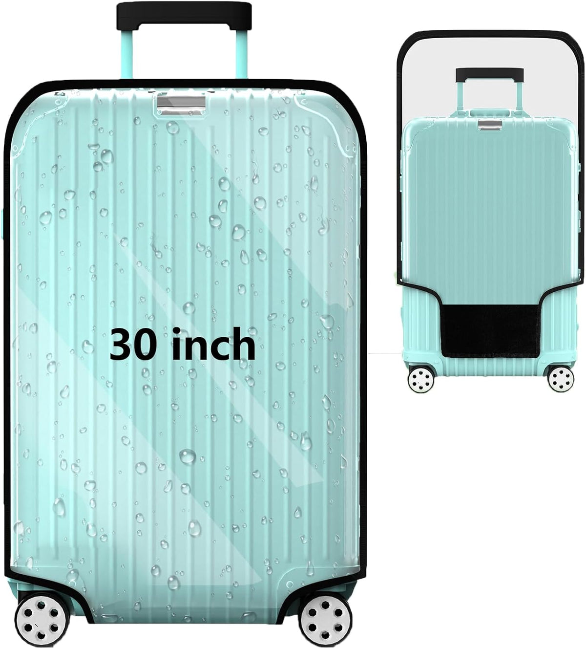 Suitcase Covers For Luggage, 30 Inch Clear PVC Luggage Covers Protector Full Thicken Transparent Waterproof Suitcase Sleeve With Large Velcro for 30" Wheeled Suitcases