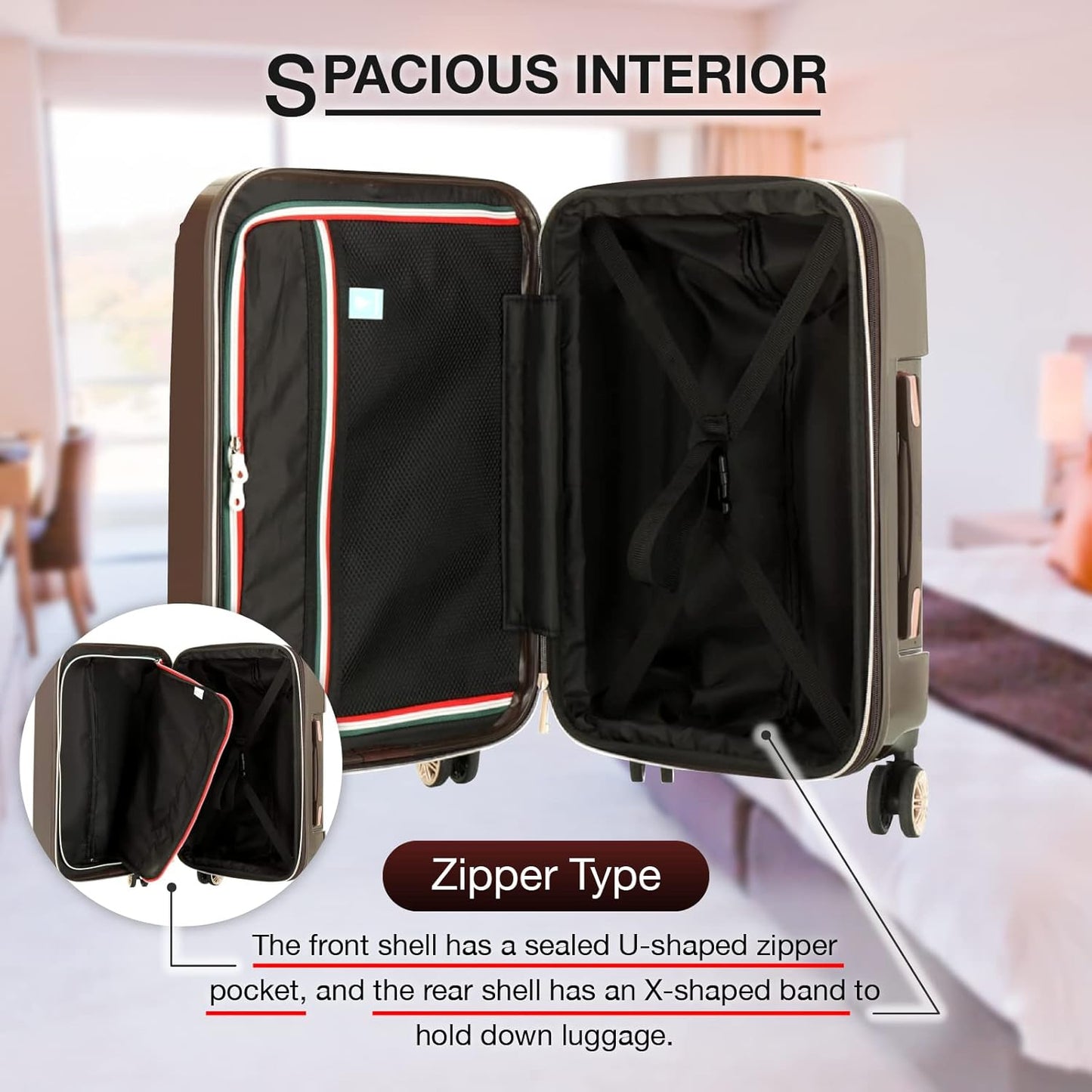 LEGEND WALKER Hardside Expandable Zipper Luggage, 24-inch, Green, 5122-55-GR