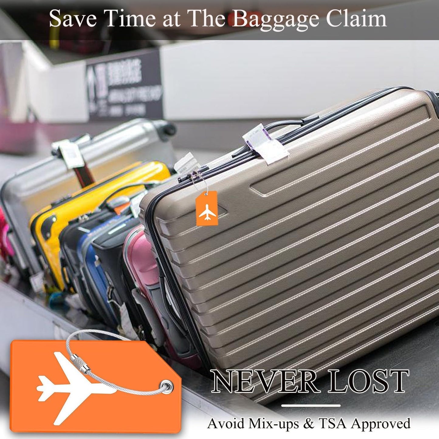 6 Pack Silicone Luggage Tag for Suitcases with Stainless Loop, Privacy Protection Travel Bag Tags Perfect to Quickly Spot Baggage Handbag (Dark Purple)