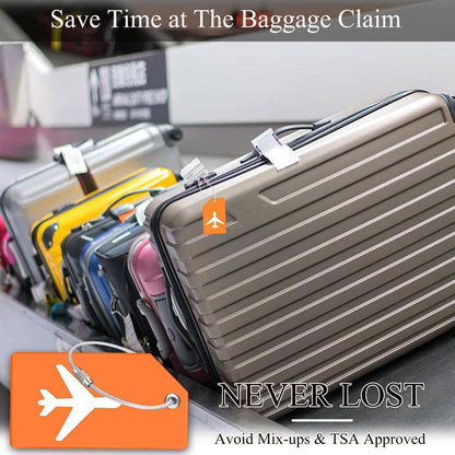 6 Pack Silicone Luggage Tag for Suitcases with Stainless Loop, Privacy Protection Travel Bag Tags Perfect to Quickly Spot Baggage Handbag (Red)