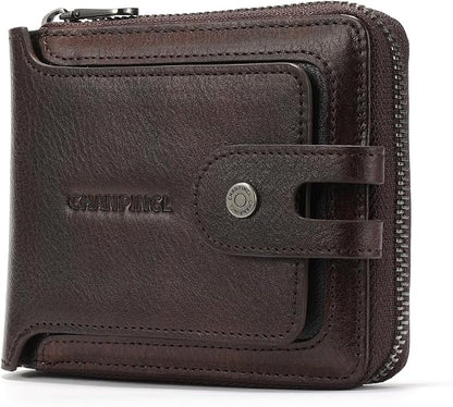 Men's brand buckle driver's license zipper genuine leather wallet, large by Alwaysoneoptionfitforyou