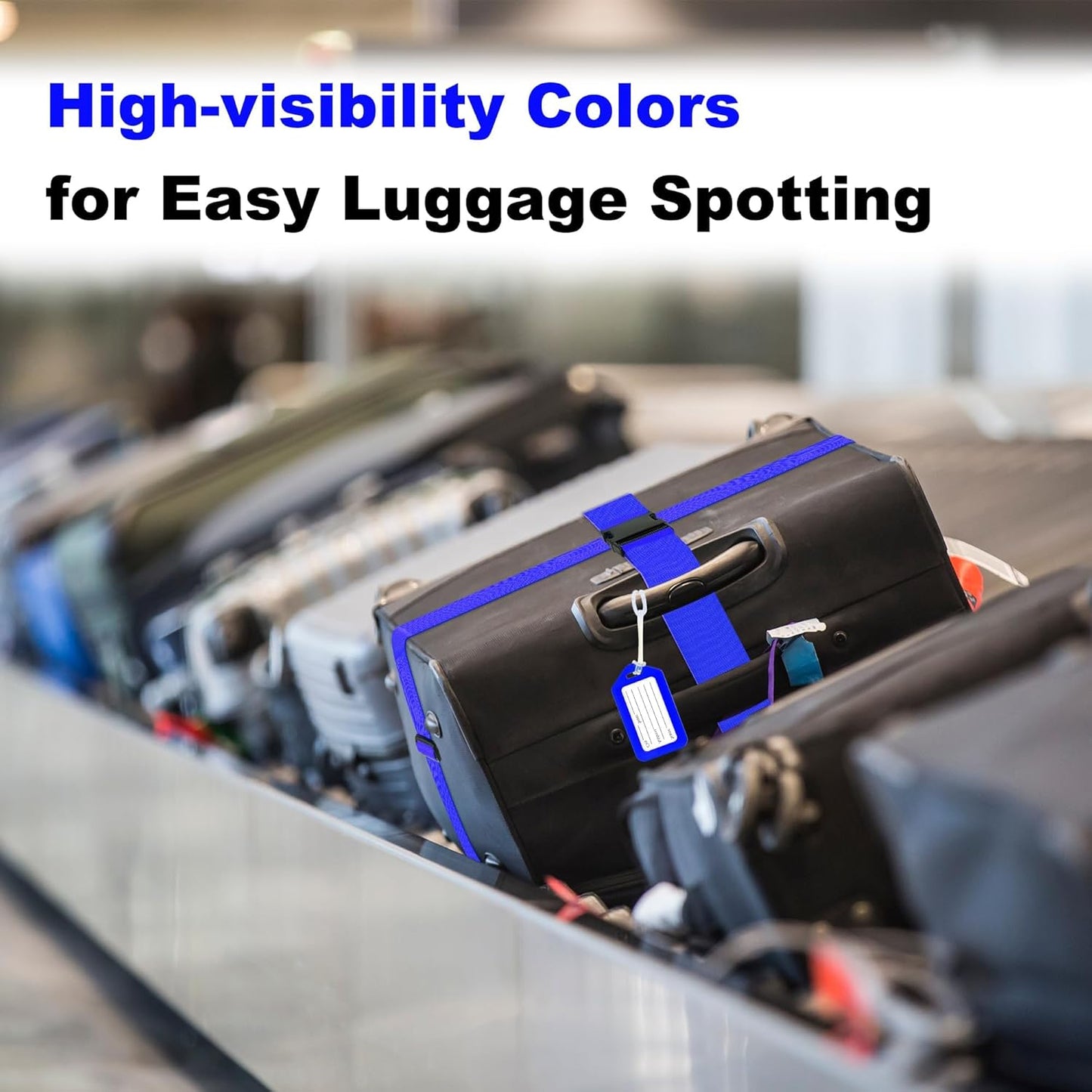 8 Pack Luggage Straps and Tags Set (4 Straps, 4 Tags), Luggage Straps for Suitcases TSA Approved Suitcase Belt Luggage Tags, Blue