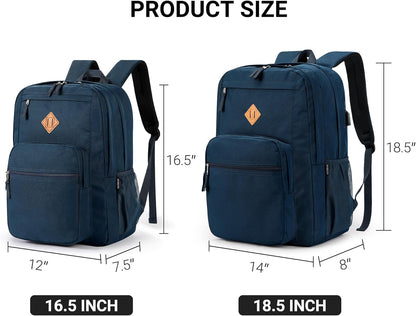 ZORFIN 36L Backpack for College, and Travel: Water Resistant Bookbag - Steel blue