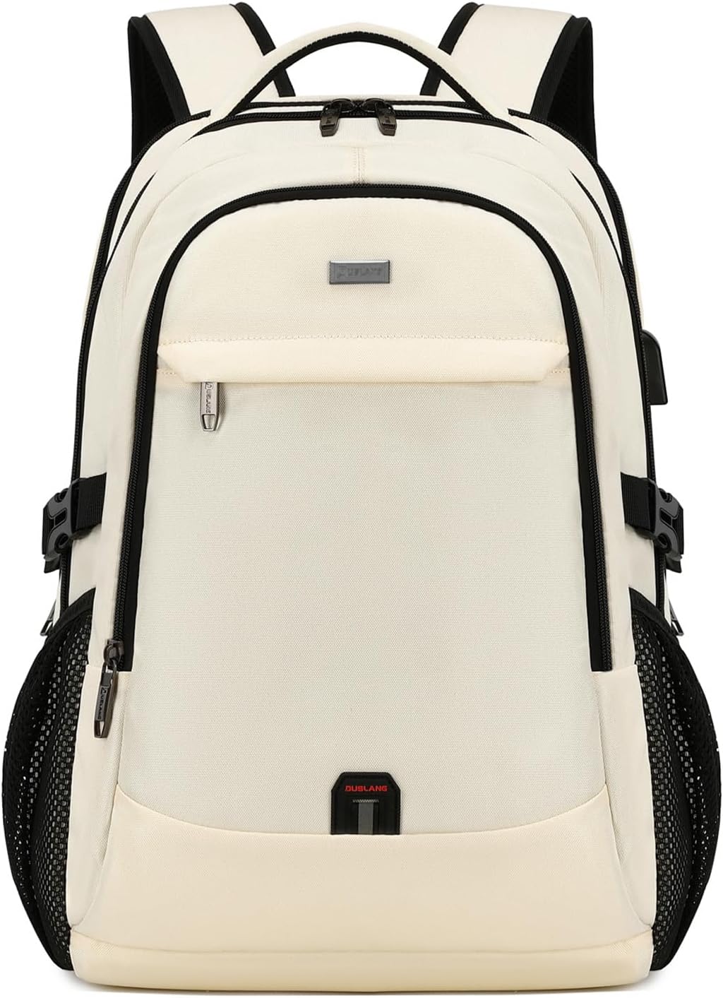 DUSLANG 17 Inch Laptop Backpack for Travel Water Resistant College Backpack for Women Laptop Bag with USB Charging Port,Beige A