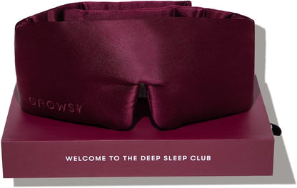 DROWSY Silk Sleep Mask. Face-Hugging, Padded Silk Cocoon for Luxury Sleep in Total Darkness. (La Vie En Rouge)