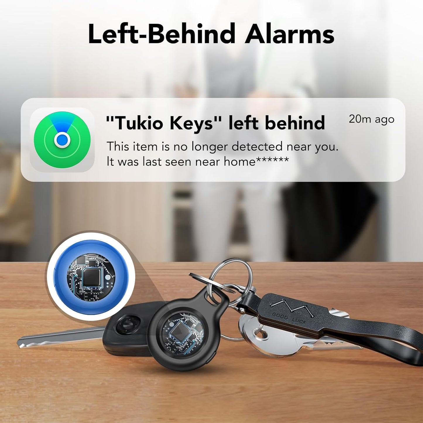 2025 New [Apple MFi Certified] (iOS Only) Air Tracker Tag-4 Pack, Bluetooth Tracker for Apple Find My, Replaceable Battery, Key Finder and Item Locator Smart Tag for Keys, Bags, Luggage, Pets, (Blue)