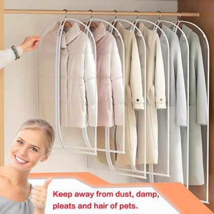 Garment Bags for Closet Storage (set of 12) Wedding Dress Garment Bag Clothes Bags for Storage Plastic Waterproof Dress Cover with Zipper for Dresses, Coats, Uniforms, Long Coats, Trench 24'' x 60''