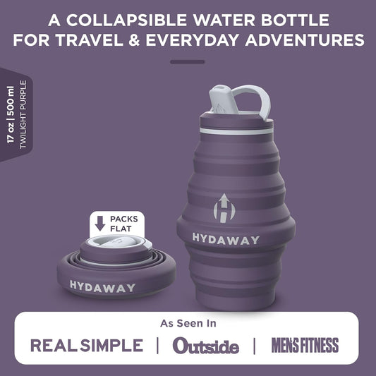 HYDAWAY 17oz Collapsible Water Bottle - BPA-Free, Leakproof, Lightweight, and Space-Saving - Perfect for Travel, Hiking, and Everyday Hydration