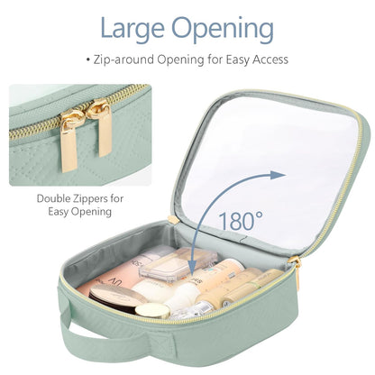 PACKISM TSA Approved Toiletry Bag - Clamshell Closing Clear Makeup Bags with Handle, Laurel Green, Quart-sized Clear Travel Bags for Toiletries, Carry-on Travel Essentials