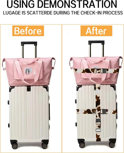 Luggage Straps for Suitcases, Adjustable Travel Belt, Durable Wide Luggage Strap, Cute Suitcase Strap Identifiers with Buckle, Bag Straps for Luggage, Retro Brown Cowhide