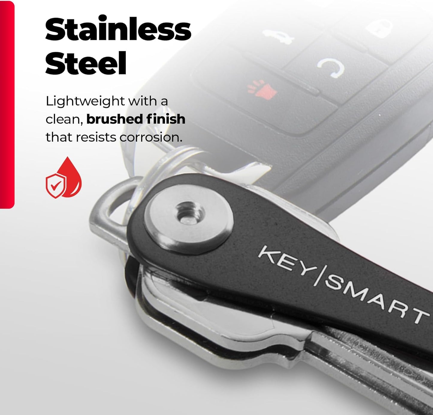 KEYSMART Key Holder for Keychain - Compact Key Organizer for Key Chain, Minimalist Clutter-Free EDC Keychains Key Ring, Black Flex, 8 Keys