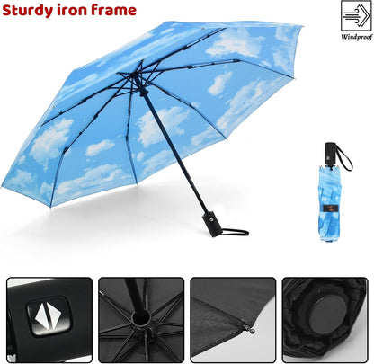 SY COMPACT Umbrella Automatic Travel Waterproof Light Folding Umbrellas Easy Carry for Women and Men