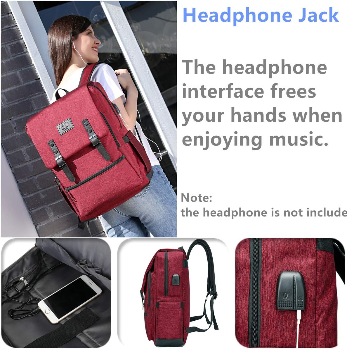 HFSX Vintage Backpack Anti Theft Laptop Backpack Men Women Business Travel Computer Backpack College Bookbag Stylish Water Resistant Vintage Backpack with USB Port Fits 15.6 Inch Laptop