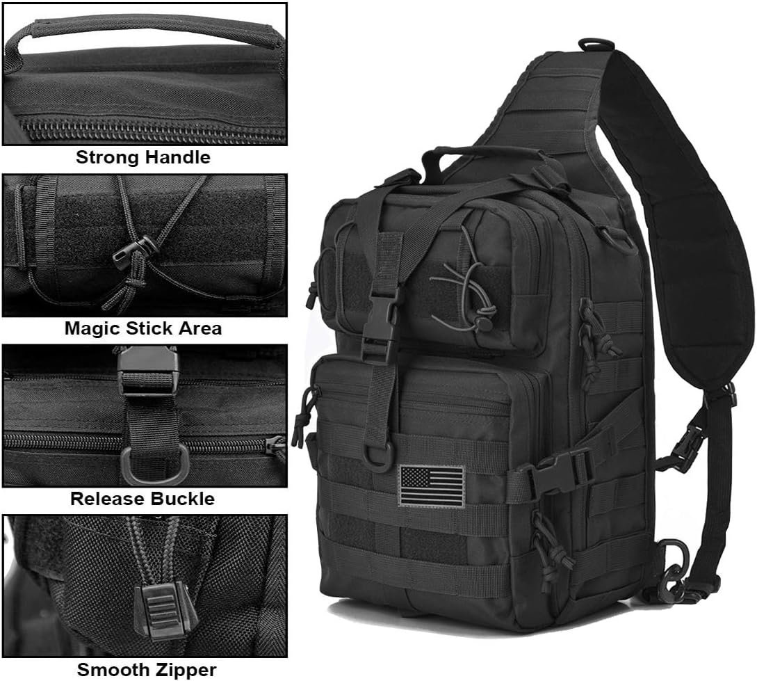 hopopower Tactical Sling Bag Pack Military Rover Shoulder Backpack EDC Assault Range Bag, Water-Resistant