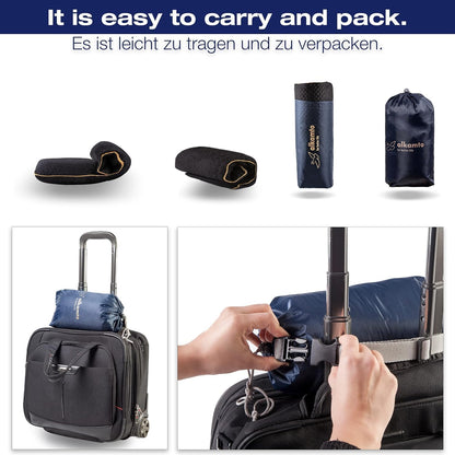 Travel & Camping Comfortable Memory Foam Pillow – Easy to Carry Portable Bag – Temperature Regulating Pillow Case (Black)