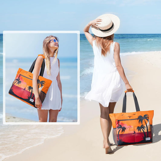 G4Free Beach Bag, Waterproof Sandproof Beach Tote Bag, Large Capacity Foldable for Women