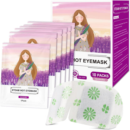 10 Packs Steam Eye Mask,Mnswand Lavender Steam Eye Masks Disposable, Self-Heating Relief Heated Eye Mask for Fatigue, Perfect for Home, Sleep, Spa & Travel ﻿
