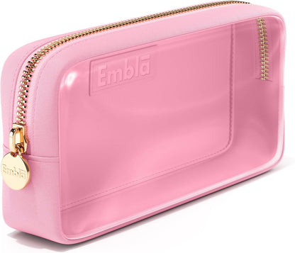 Clear Makeup Bag Zipper Pouch, Transparent Cosmetic Case Organizer, TSA Approved Travel Toiletry Case, Travel Accessories Essentials Makeup Tote for Women, Small Cute Make up Bag for Purse - Flamingo