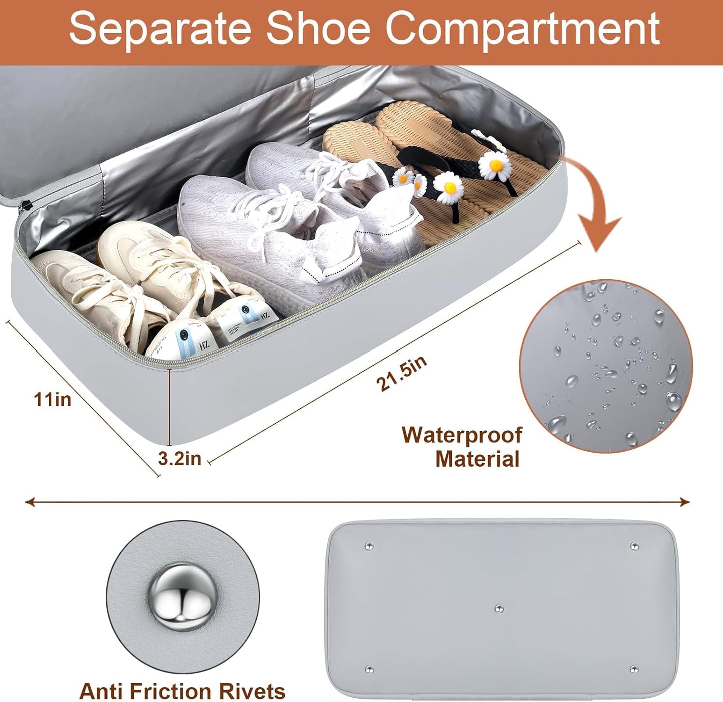 Weekender Bag for Women, Travel Duffel Bag Carry On Overnight Bag with Shoe Compartment Large Nylon Travel Weekend Tote Bag