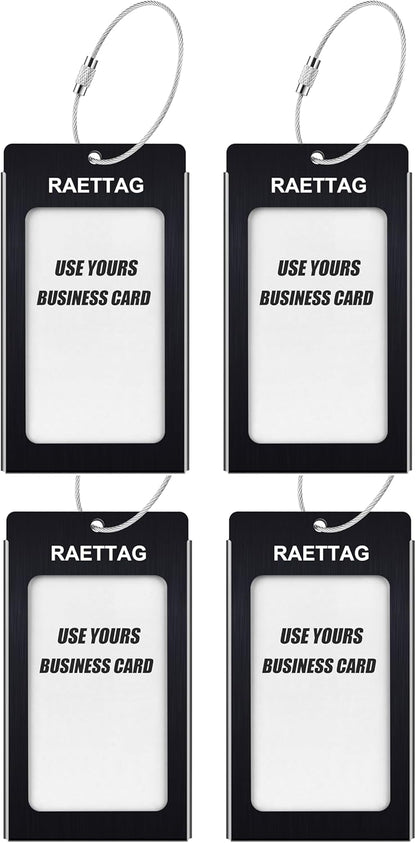 Luggage Tags Metal Suitcase Tags Travel Bag ID Identifier Luggage Tag (Black 4Pack)