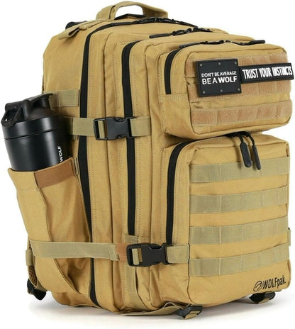 WOLFpak 35L Backpack (Khaki) Medium Gym and Travel Backpack, Military Grade, Multipurpose Utility Bag for Men and Women, Heavy-Duty & Durable