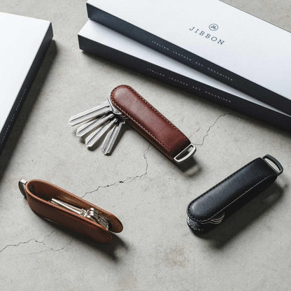 Jibbon Italian Premium Leather Key Organizer - Stylish Key Holder with Marine Grade 316 Stainless Steel, Compact EDC Keychain