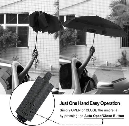 LANBRELLA Compact Reverse Folding Umbrella Auto Windproof Travel Umbrella