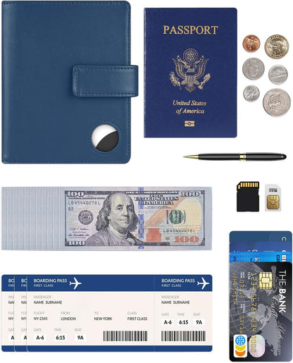 Passport Holder Wallet Cover Case for Women and Men,RFID Blocking,Passport Case,Travel Accessories (Navy Blue)
