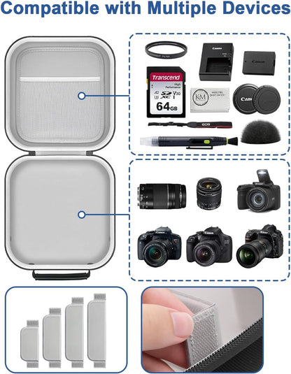 Krypthos Travel Camera Storage Case Compatible with Canon EOS Rebel T7/ R100/ R50/ 90D/ 2000D Nikon D7100/ D7500 Sony Alpha ZV-E10, Camera Protective Storage Holder Organizer Bag Carrying Bag