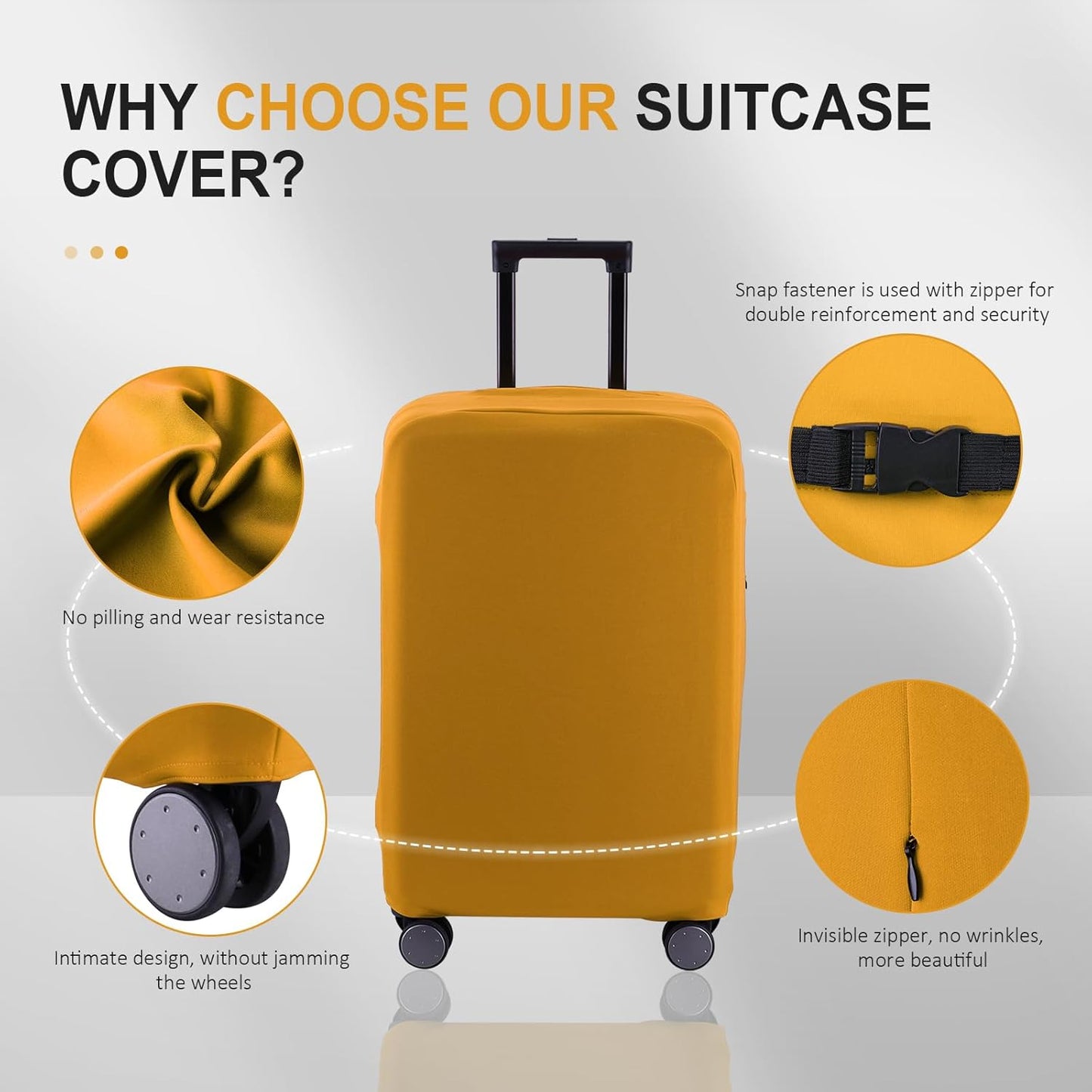 Travel Luggage Cover - Scratch-Resistant Suitcase Protector, Fit 28-29 Inch, Yellow (XL)