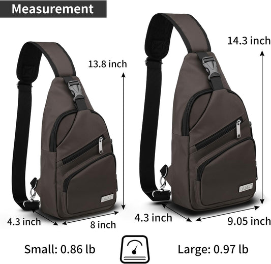 AMJ Crossbody Sling Bag Men Women, Casual Shoulder Backpack, Chest Daypack Satchel for Hiking Travel