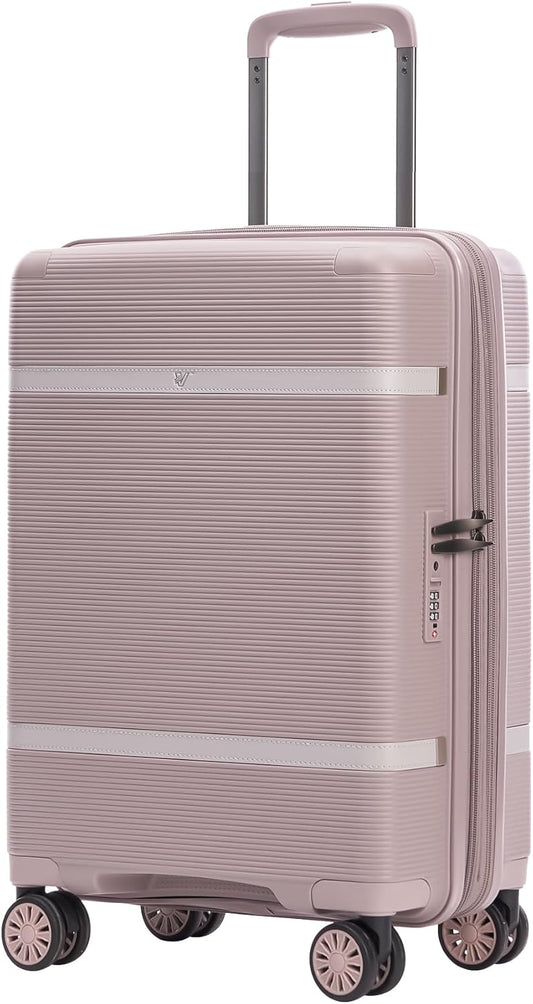 Verage Florence Hardside Carry-On Luggage with Spinner Wheels, Lightweight Expandable Suitcase with TSA Lock, Artist-Inspired Stylish Travel Luggage for Women, 20-Inch, Rose Blush